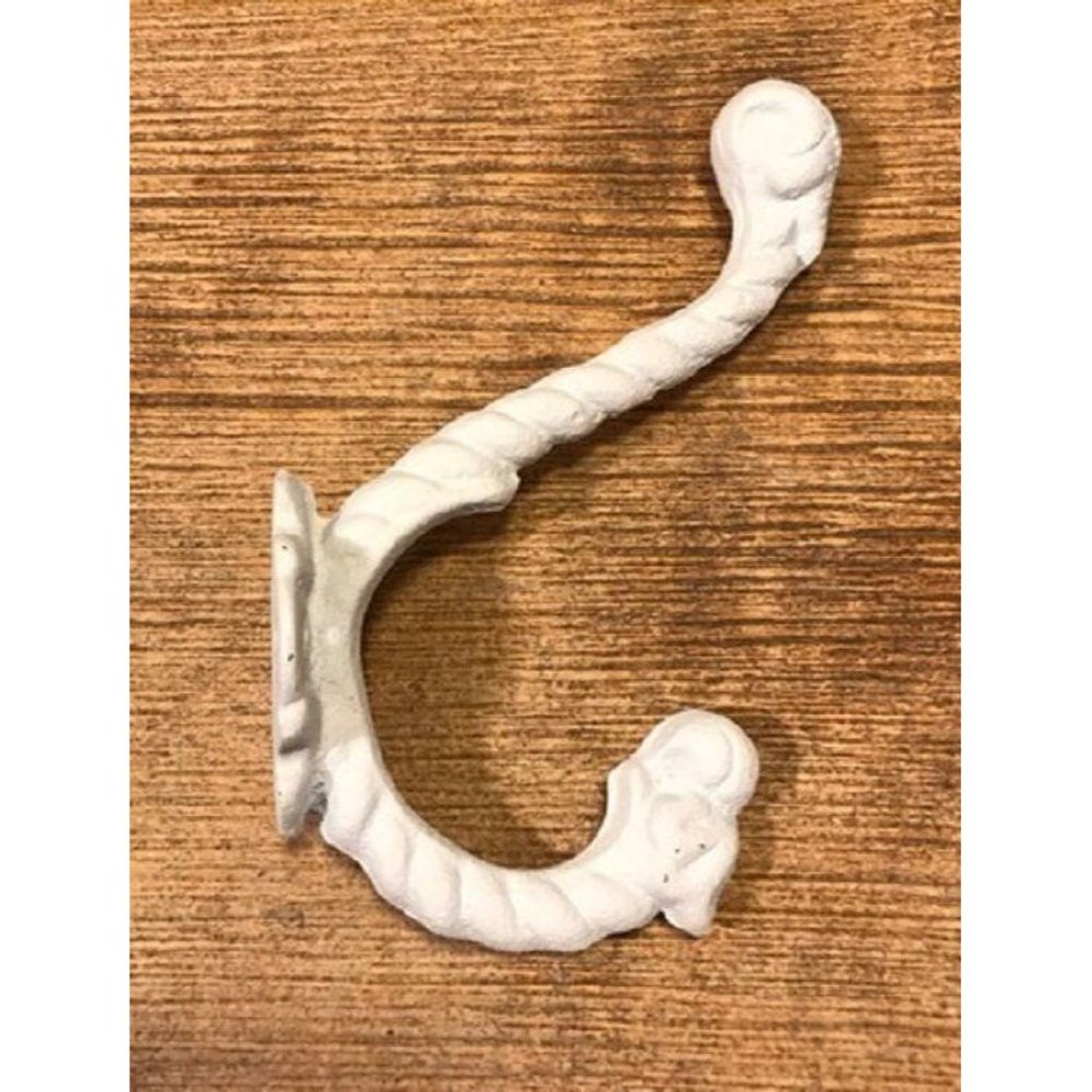 SIX (6) White Cast Iron Rope Wall Hooks 7" long Six (6) 0170-01209 - Picture 4 of 11